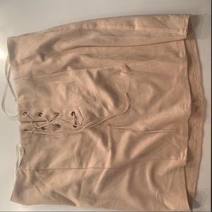 Tied suede skirt